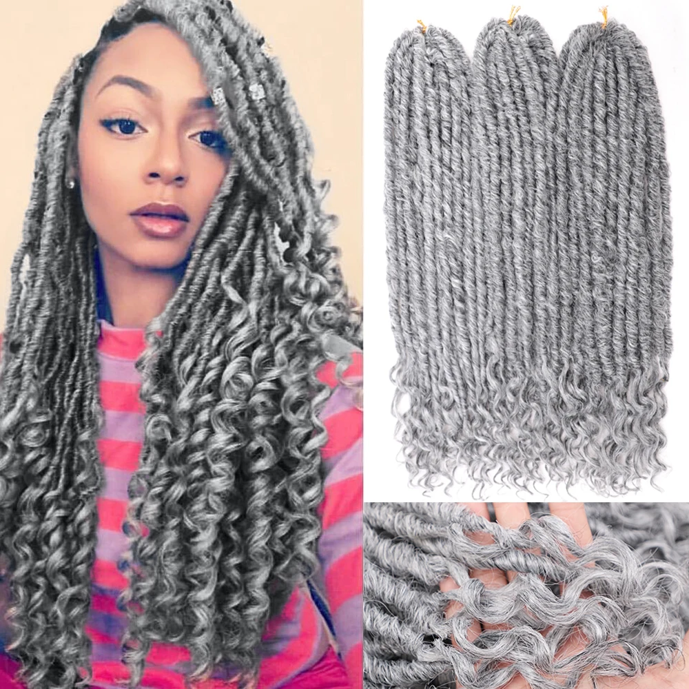 Top Trends: Synthetic Goddess Faux Locs Curly Crochet Braids Hair Ombre Grey Locs Braiding Hair Extension 16-20 Inch Soft Natural Braids Shoppable Styles