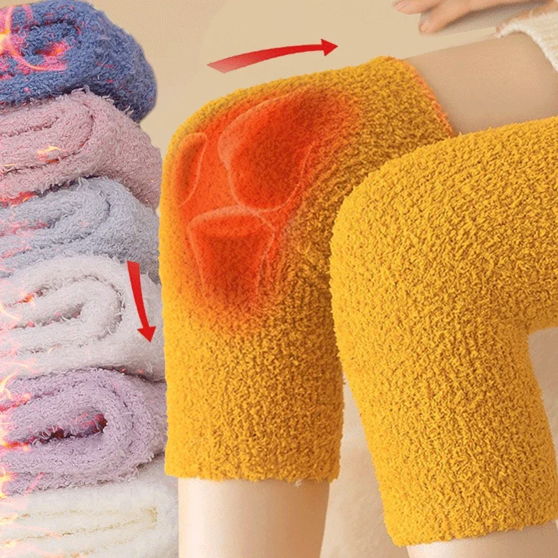 Top Trends: New Winter Thicken Knee Warmer Women Coral Fleece Warm Soft Leg Knee Pads For Arthritis Kneepad Knee Protector Plush Long Socks Shoppable Styles