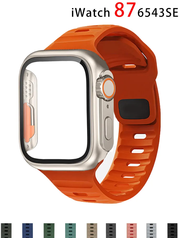 Top Trends: Case+ Strap For Apple Watch Band 45mm 44mm 41mm 40mm 38 42mm Silicone Bracelet IWatch Serie 3 4 5 6 SE 7 8 9 Change To Ultra Case Shoppable Styles