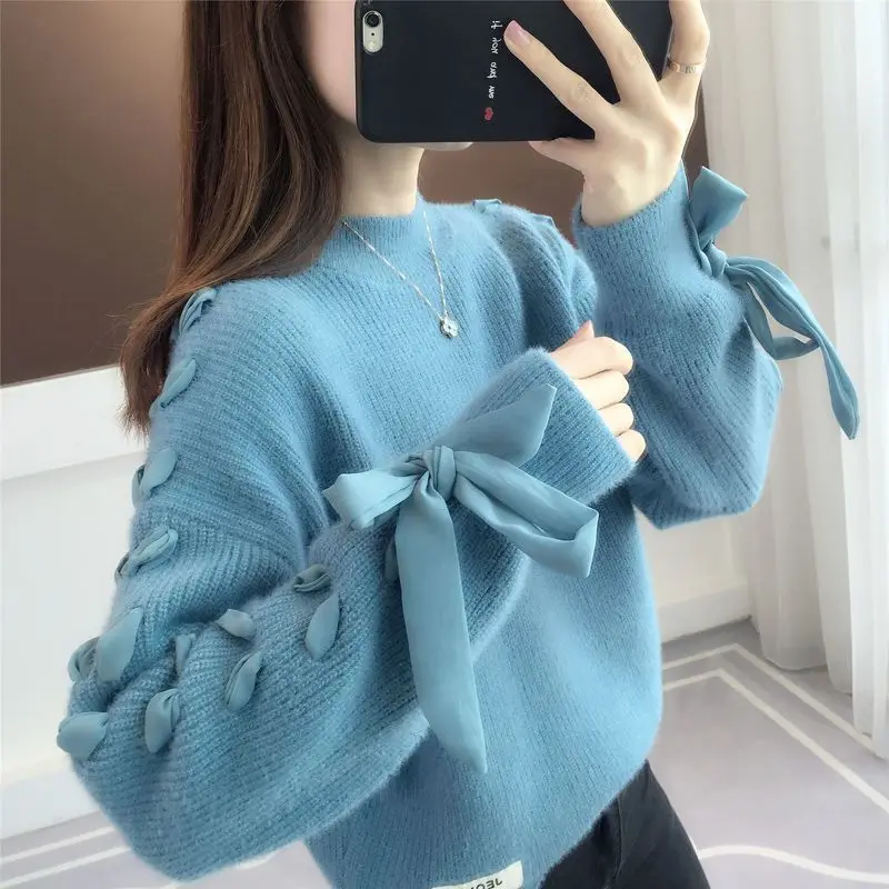 Top Trends: Fashion Solid Color Drawstring Bow Casual Sweaters Female Clothing 2023 Autumn Winter Oversized Knitted Pullovers All-match Tops Shoppable Styles