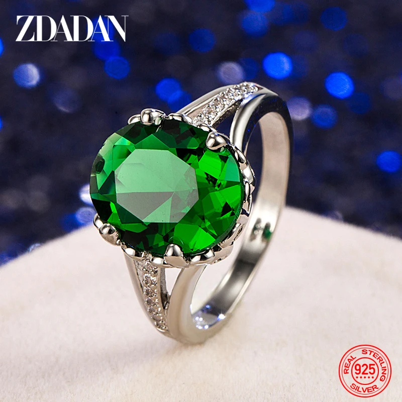 Top Trends: ZDADAN 925 Sterling Silver Emerald Finger Rings For Women Fashion Wedding Jewelry Shoppable Styles