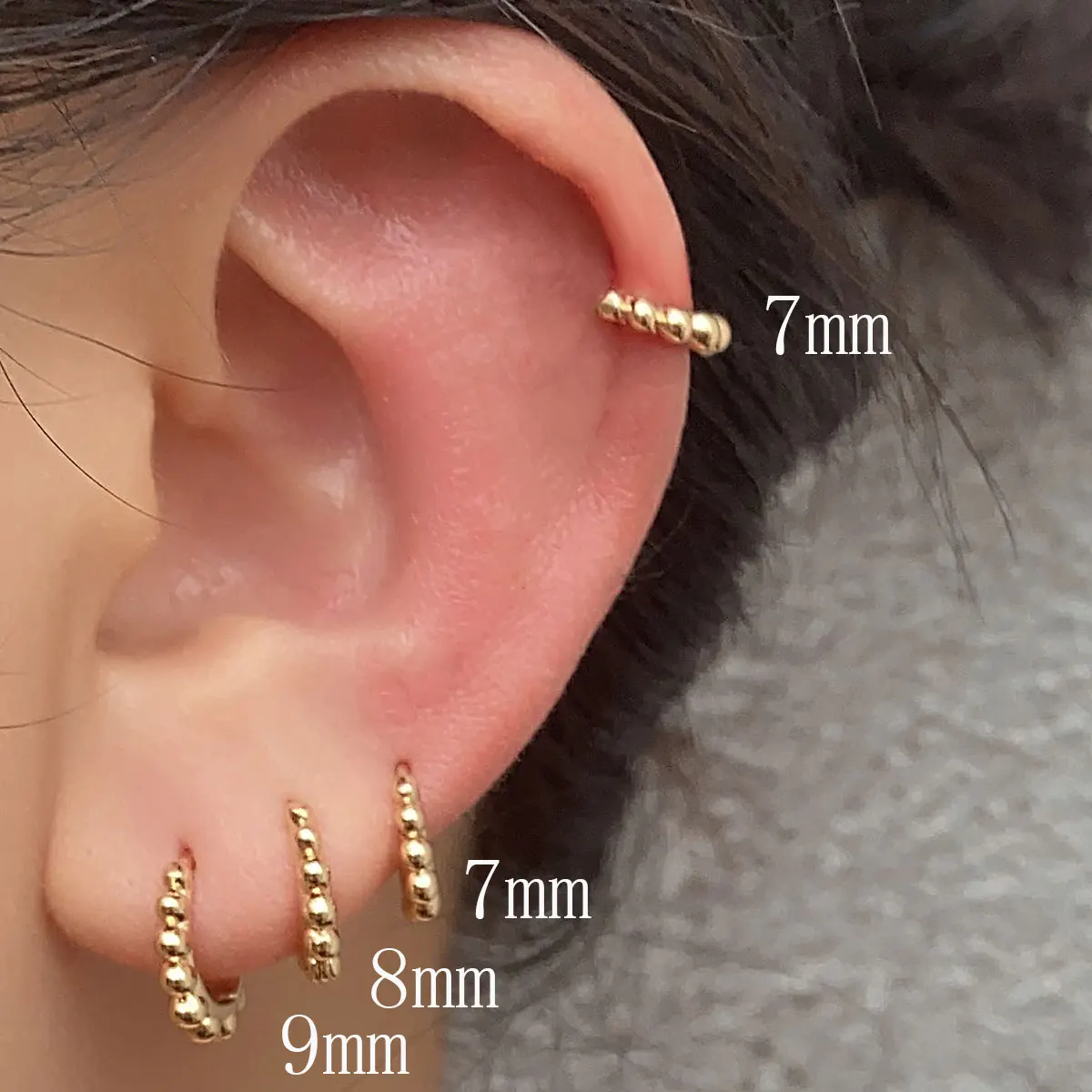 Top Trends: 2PC 6 / 7 / 8 / 9mm Tiny Beaded Hoop Earrings For Women Punk Party Jewelry Trendy Gold / Silver Color Metal Huggie Earrings Pendientes Shoppable Styles