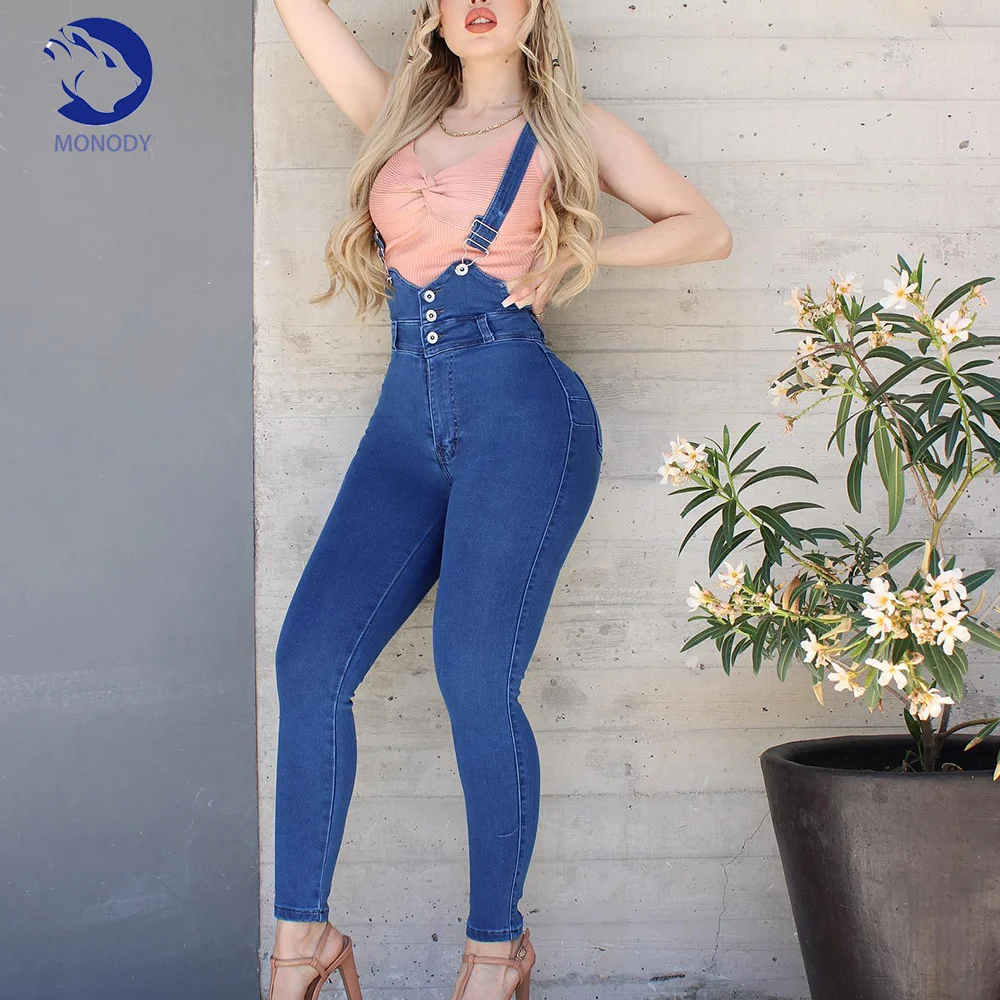 Top Trends: 2023 Women Skinny High Waist Blue Jumpsuit Slim Elastic Tight Denim Pencil Pants Streetwear Casual Stretch Slim Y2k Jeans Shoppable Styles