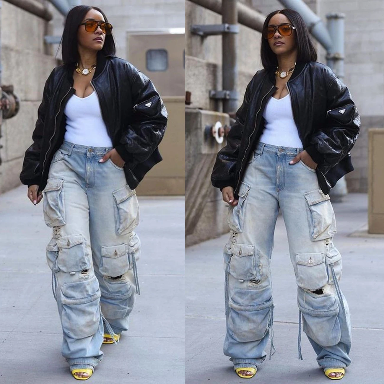 Top Trends: Baggy Denim Pocket Pants Jeans High Waist Cargo Y2K Streetwear Fashion 2023 Women Summer Clothes Trousers Denim Wide Leg Pants Shoppable Styles