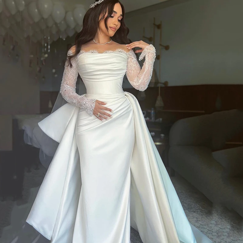 Top Trends: Eightree White Mermaid Wedding Dresses Formal Off The Shoulder Long Sleeve Bridal Dress Boho Beach Wedding Prom Gown Custom Size Shoppable Styles