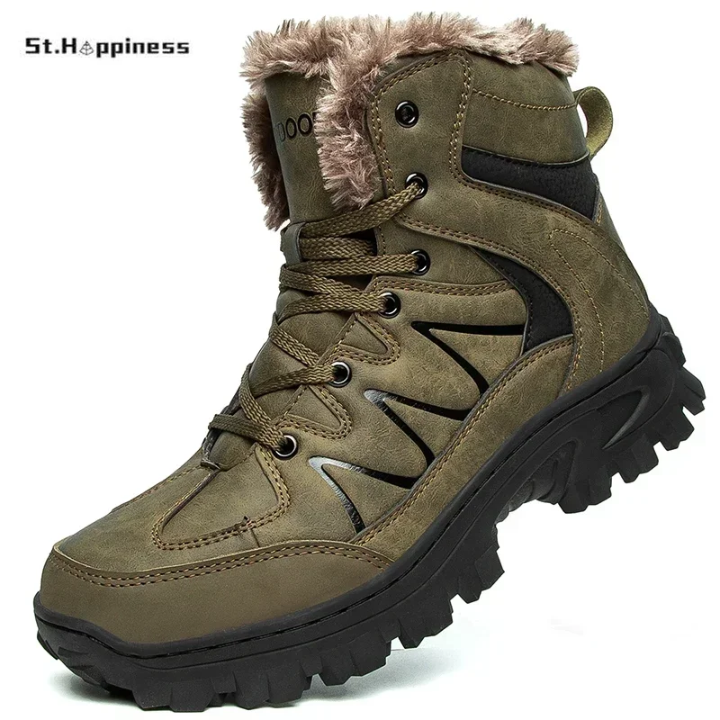 Top Trends: Men Winter Snow Boots Super Warm Men Hiking Boots High Quality Waterproof Leather High Top Big Size Men&#039;s Boots Outdoor Sneakers Shoppable Styles