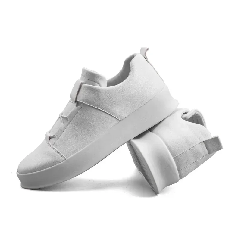 Top Trends: Slip On Men Leather Casual Shoes White Lazy Loafers Platform All-match Sneakers Men Comfort Sneakers Tenis Masculinos Originais Shoppable Styles