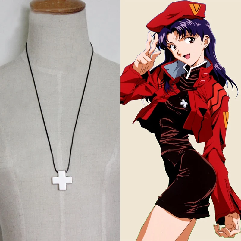 Top Trends: Anime EVA Katsuragi Misato Alloy Cross Pendant Necklace For Women Cosplay Jewelry Beads Chain Charms Amulet Necklaces Dropship Shoppable Styles