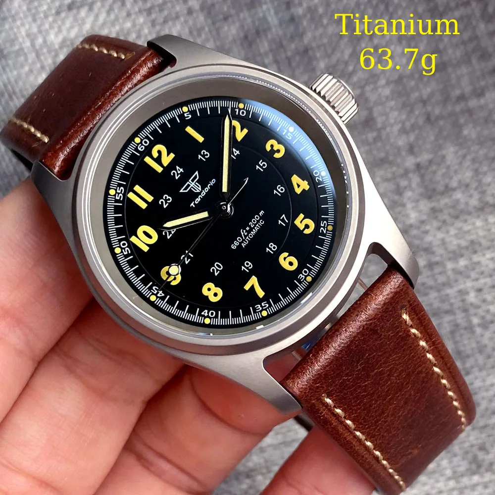 Top Trends: 36mm Titanium Aviator Pilot Watch 200M Waterproof Dive Mechanical Wristwatch Japan NH35 PT5000 Movt Tandorio Sport Clock Shoppable Styles