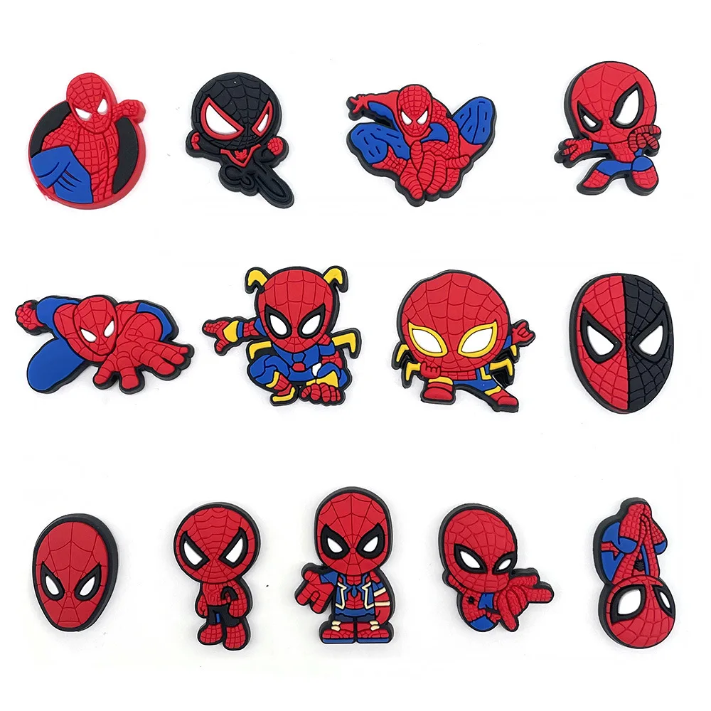 Top Trends: 13pcs Cute Cartoon SpiderMan Shoe Aceessories For Crocs Charms Sandals Clogs DIY PVC Shoe Lace Charms For Crocs Decorations Shoppable Styles