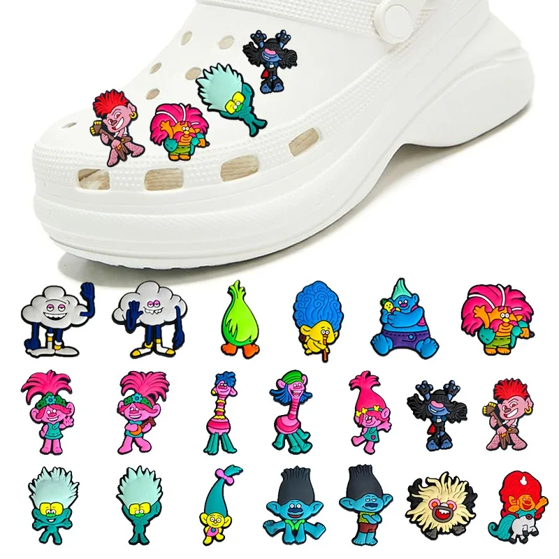 Top Trends: Miniso 1PCS Trolls Crocs Charms Anime Shoe Accessories Jibz Fashion Boys Sandals Shoe Buckle Cartoon DIY Wrist Strap Buckle Shoppable Styles