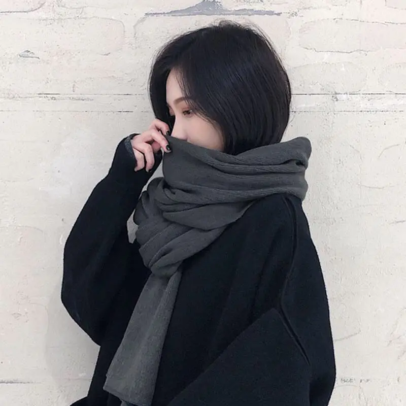 Top Trends: Women's Solid Color Wild Thick Warm Scarf Student Couple Scarf Women Winter New Korean Autumn And Winter Scarf Bufandas Femme Shoppable Styles