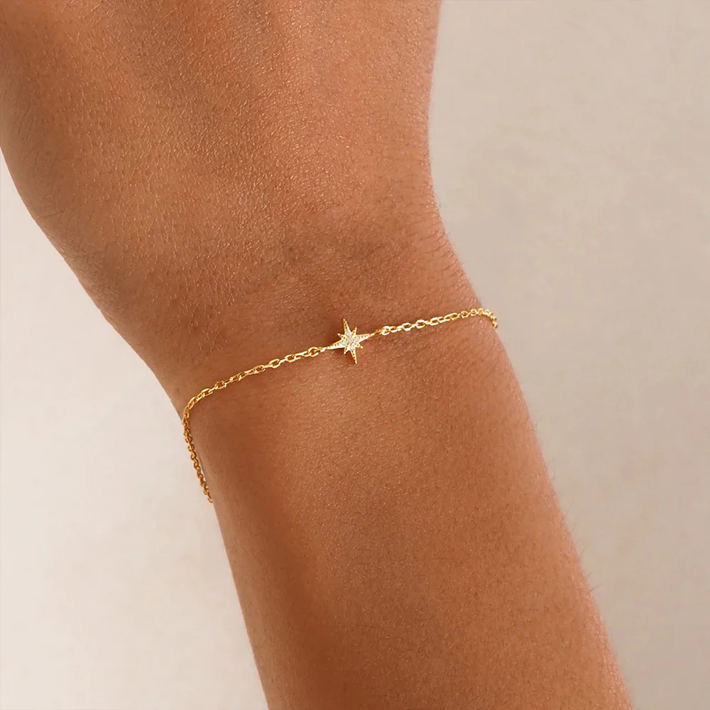 Top Trends: CANNER European American Style Eight-Pointed Star Zircon Bracelet S925 Sterling Silver Personality Simple Versatile Bracelet Shoppable Styles