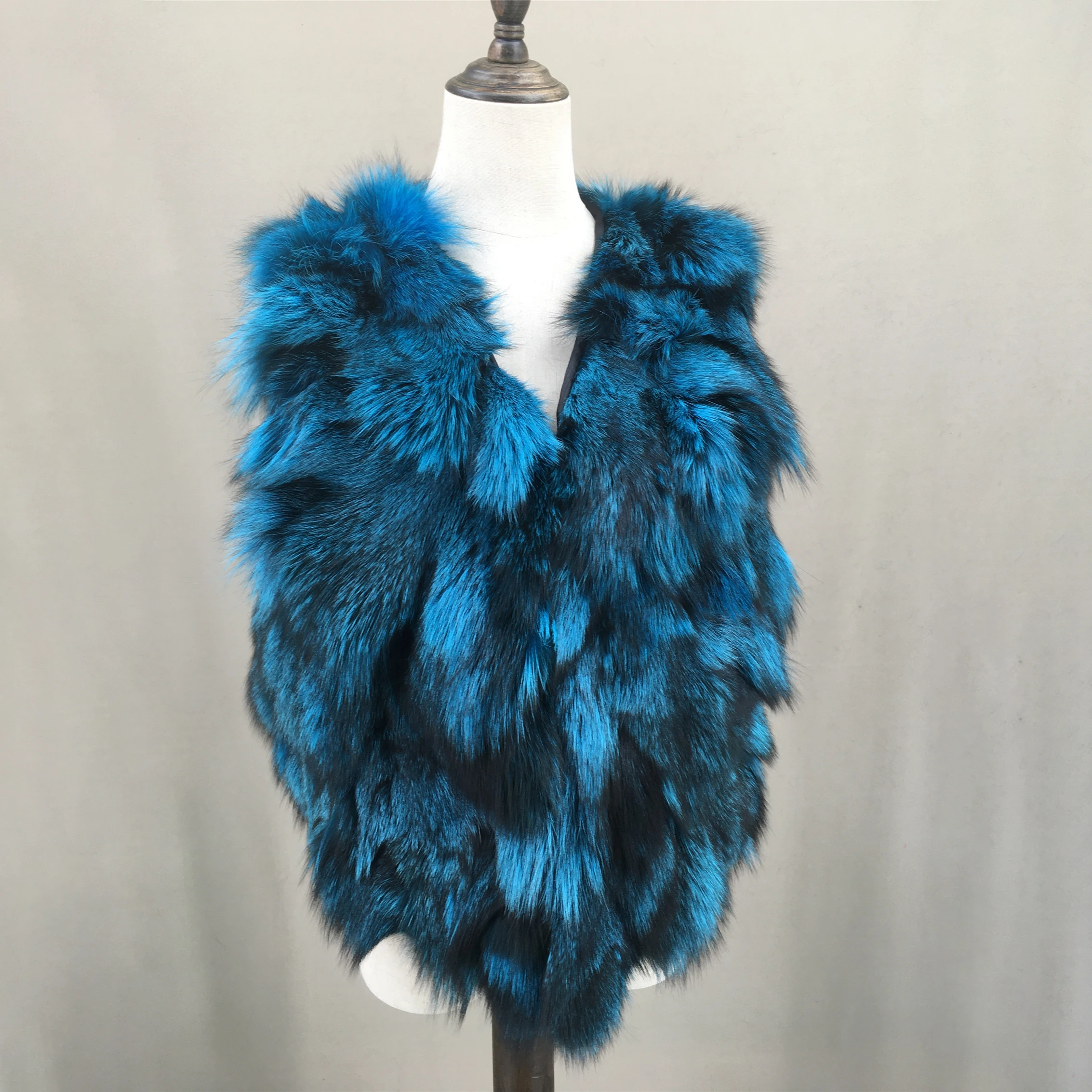 Top Trends: Natural Fox Fur Vest Short Royal Blue Color 2023 New Trend Women Waistcoat 2210013 Shoppable Styles