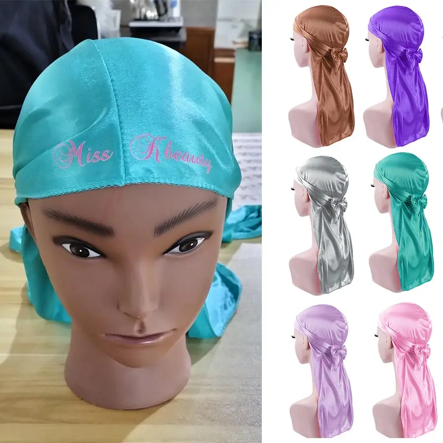 Top Trends: Satin Durag Turban Hat Wigs Durag Biker Headwrap Pirate Hat Cap For Men Hair Accessories Long Tail Straps Bandanas 1Pcs Shoppable Styles - Image 5