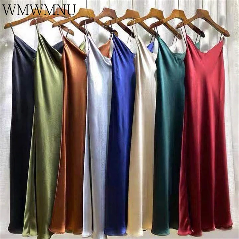 Top Trends: Luxury Satin Silk Summer Dress Sexy Sleeveless Elegant Sundress High Quality Women Camisole Korean Plus Size Elegant Dresses Shoppable Styles