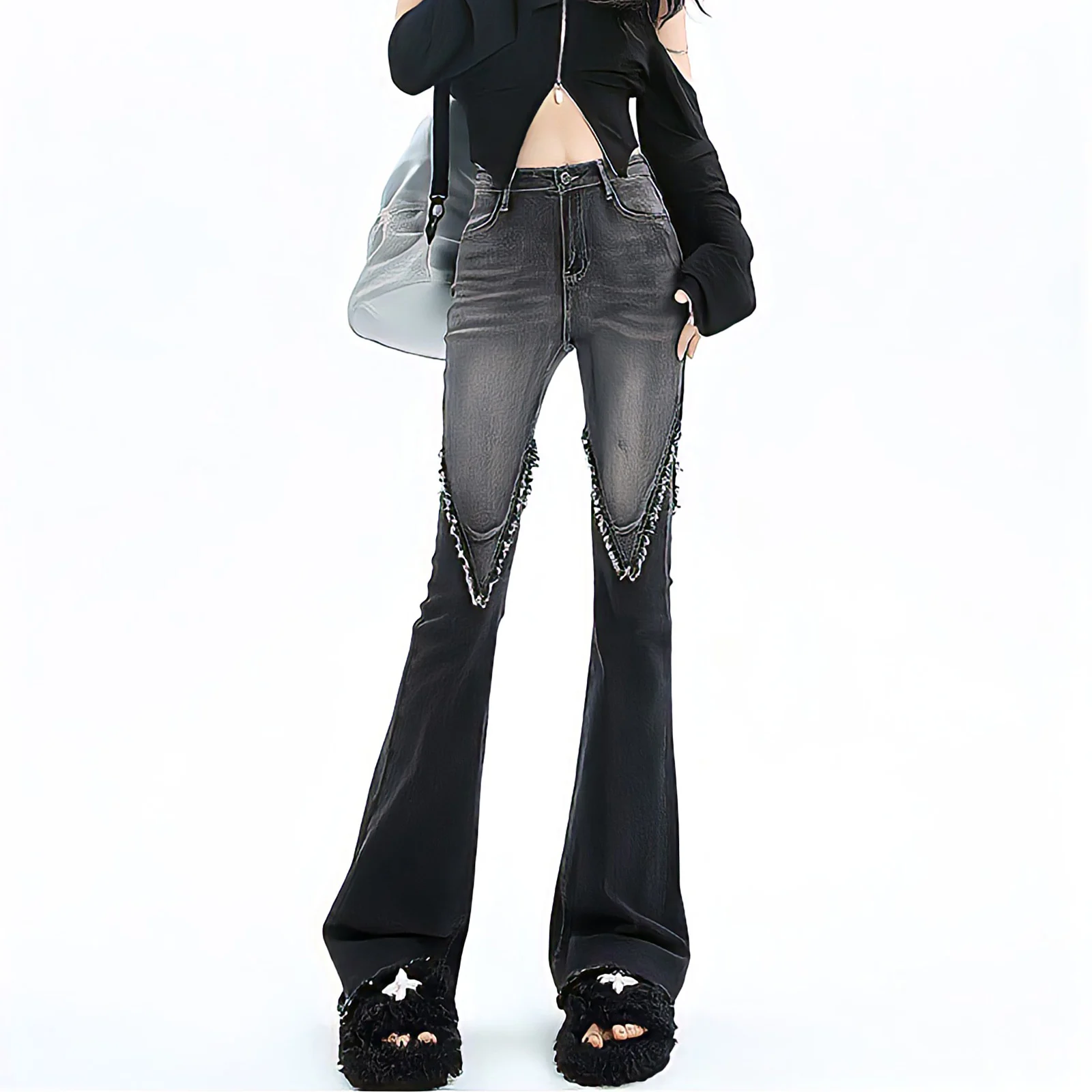 Top Trends: Streetwear Y2k Jeans Women 90s Vintage Grunge Punk Korean Fashion High Waist Brushed Denim Trousers Black Wide Leg Flared Pants Shoppable Styles