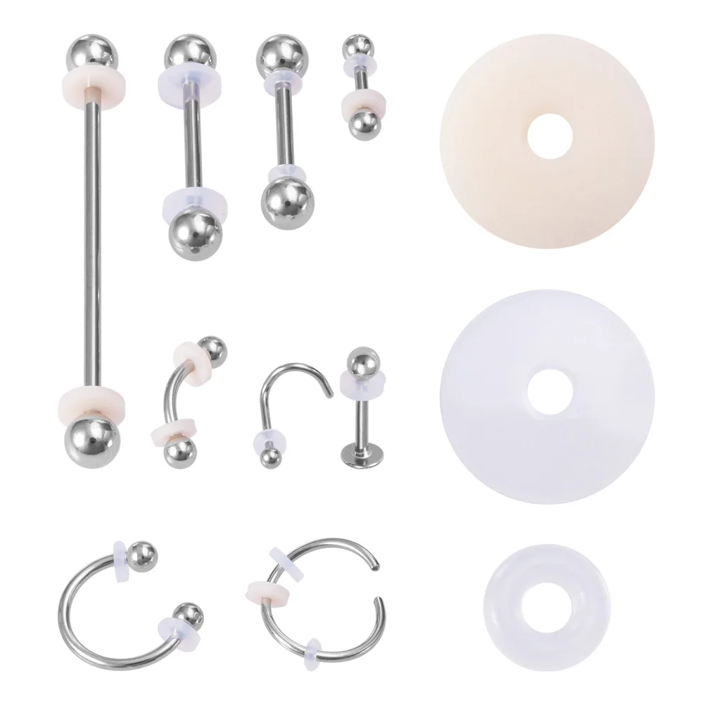 Top Trends: 10-100pc Piercing Jewelry Soft Gasket Silicone Piercing Healing Discs Flexible Anti Hyperplasia Fixed The Earrings Nose Lip Ring Shoppable Styles