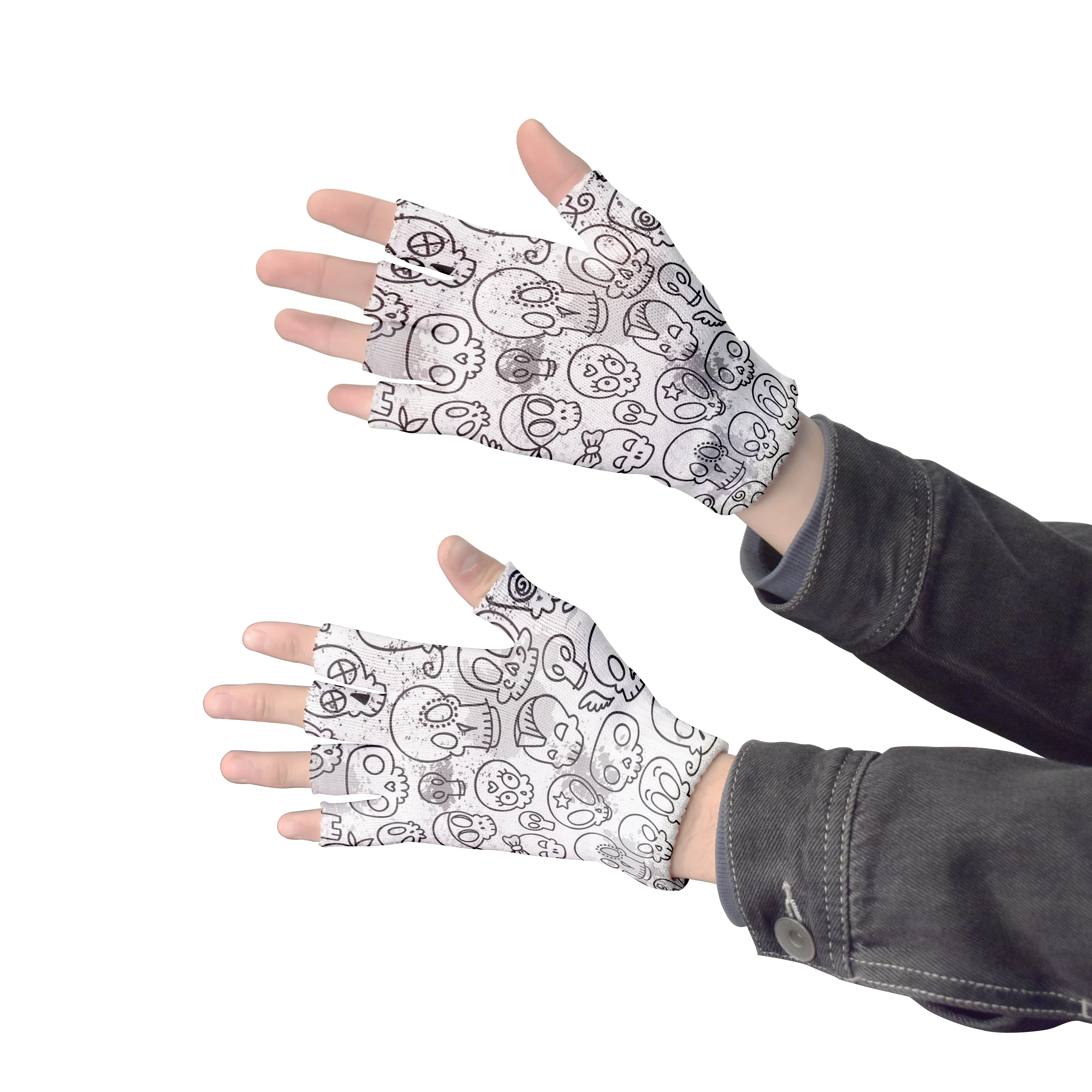 Top Trends: New Skull Print Open Finger Gloves Harajuku Fashion Cool Outdoor Half Finger Cycling Mittens Knitted Warm Funny Gloves For Unise Shoppable Styles - Image 3