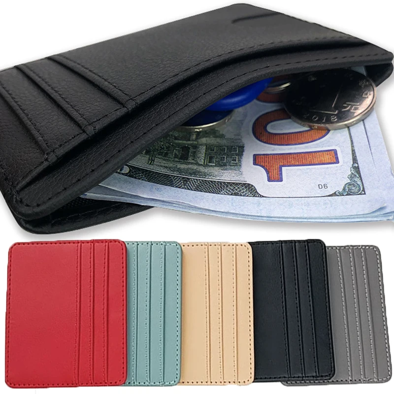 Top Trends: Women Men Pu Leather Business Card Cover Candy Color ID Card Holder Bank Credit Card Box Multi Slot Slim Card Case Wallet Purse Shoppable Styles