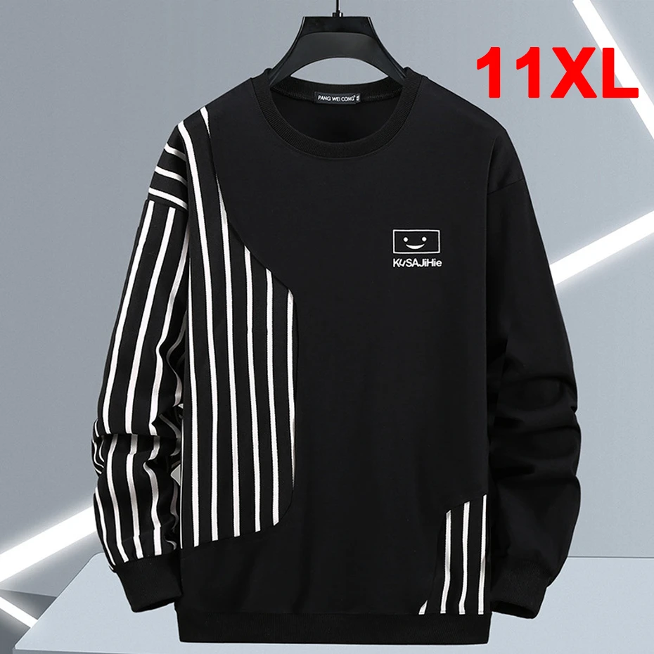 Top Trends: Stripe Patchwork Sweatshirt Men Spring Autumn Sweatshirts Plus Size 10XL 11XL Fashion Streetwear Tracksuit Men Big Size 11XL Shoppable Styles