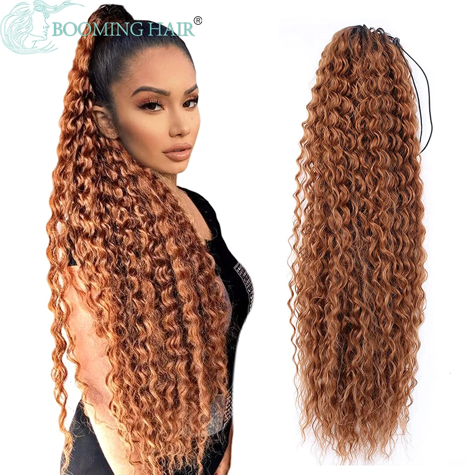 Top Trends: Long Drawstring Ponytail Extensions Synthetic Kinky Curly Ponytails Clip In Soft 32Inch Straight Ombre Afro Curls Fake Hair Shoppable Styles