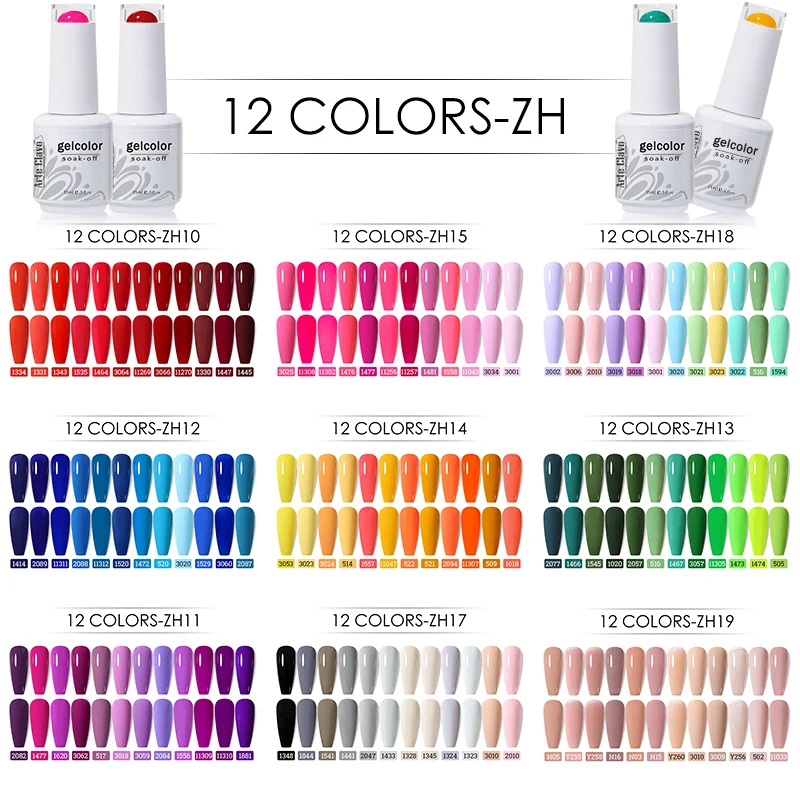 Top Trends: Arte Clavo 15ml 12pcs Colors / Set Gel Nail Polish Gellak Top Coat LED Gel Varnish Nail Art UV Gel Polish Soak Off Design Manicure Shoppable Styles