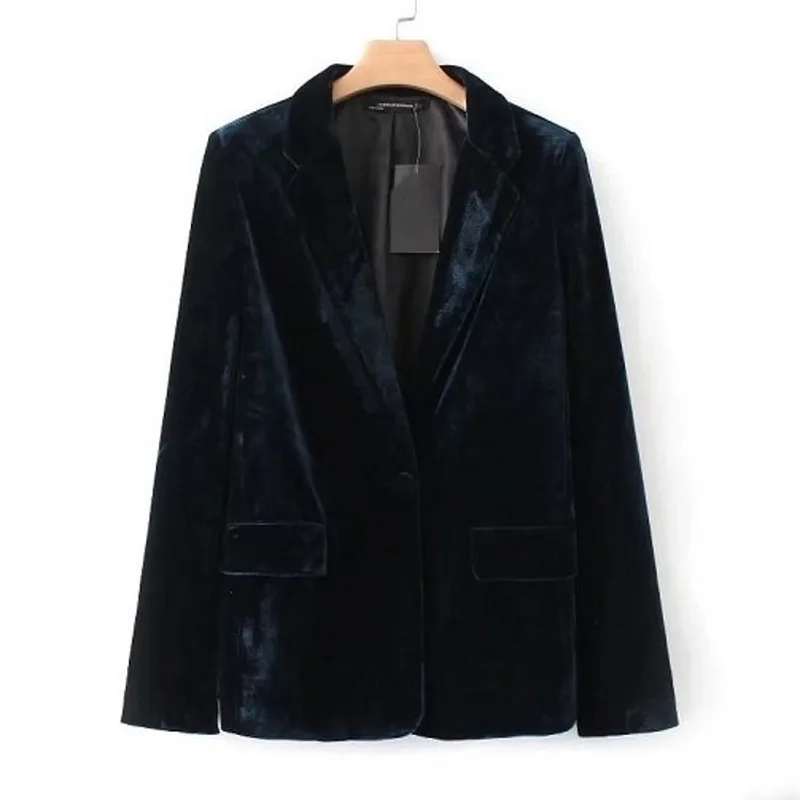 Top Trends: Velvet Blazer Autumn And Winter Women 2023 Solid Long-sleeved Single Button Casual OL Office Ladies Jacket Slim Jacket Women Shoppable Styles