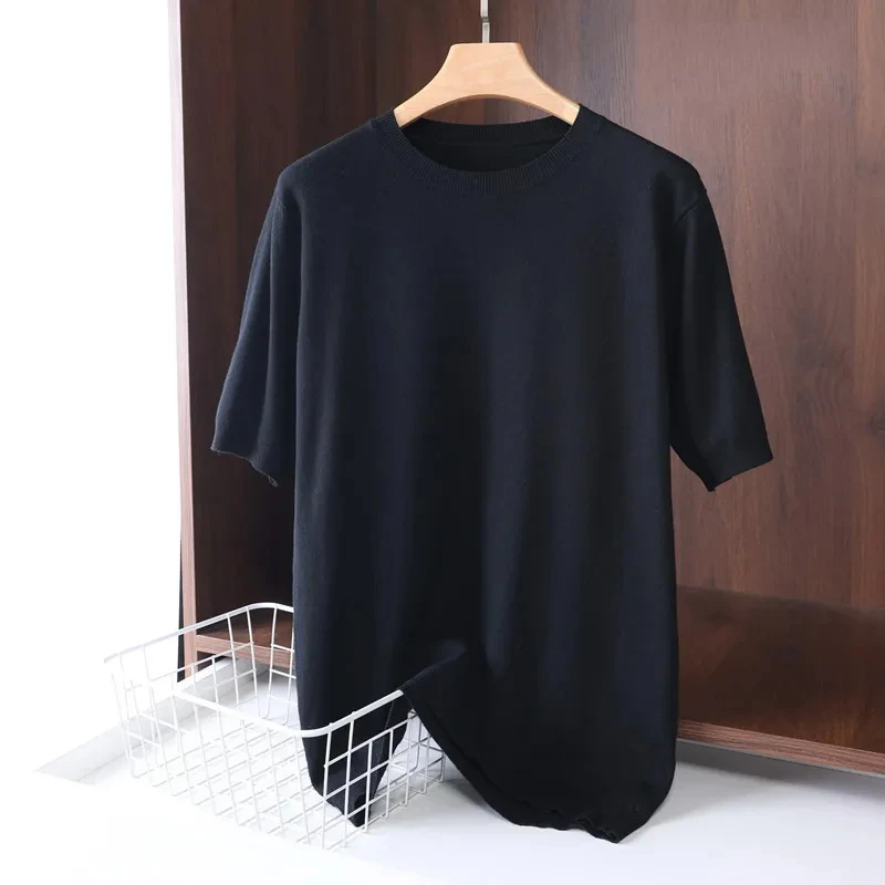 Top Trends: Superfine Merino Wool T Shirt Men's Knitted O-neck Breathable Thin Cashmer Short Sleeve Tee Solid Color Tops Shoppable Styles - Image 4