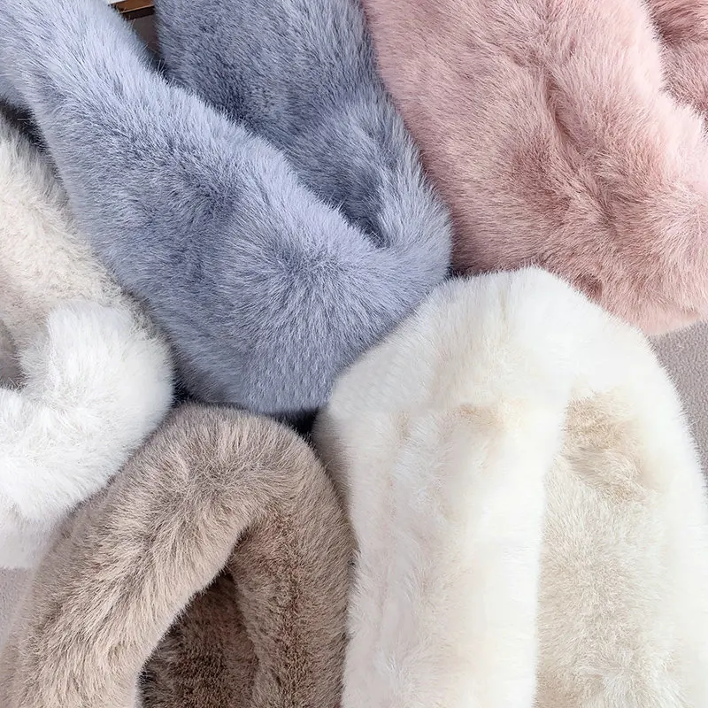 Top Trends: Faux Fur Neck Tie Scarf Women Scarves Wool Rabbit Fur Plush Snood Fur Collar Cute Girl Fake Ties For Ladies Warm Neckerchief Shoppable Styles - Image 6