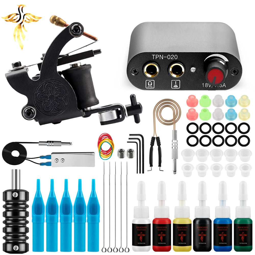 Top Trends: Beginner Complete Tattoo Machine Set Power Supply Black Inks Pigment Cartidge Needles Tattoo Accessories Tattoo Body Art Kit Shoppable Styles