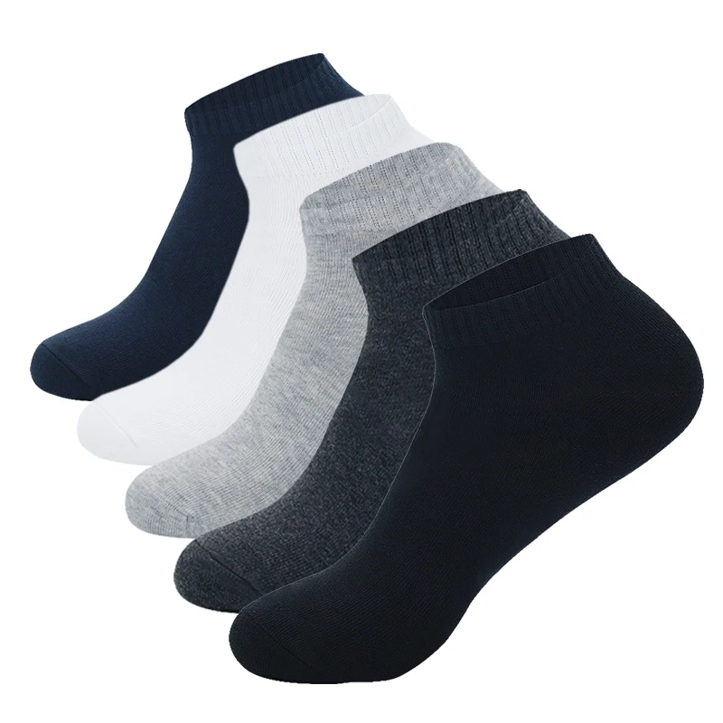 Top Trends: 5 Pairs Low Cut Men Socks Solid Color Black White Breathable Cotton Socks Male Sport Short Socks Business Women Men Shoppable Styles