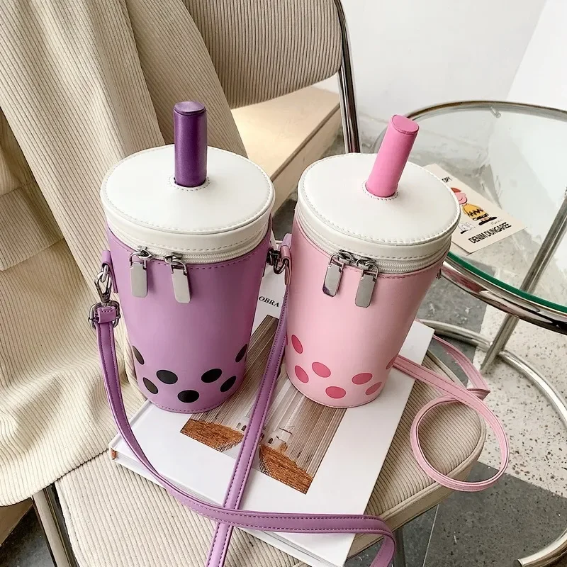 Top Trends: New Brand Cute Cartoon Milk Tea Women Crossbody Bags High Quality Pu Bucket Female Shoulder Luxury Designer Mobile Phone Shoppable Styles