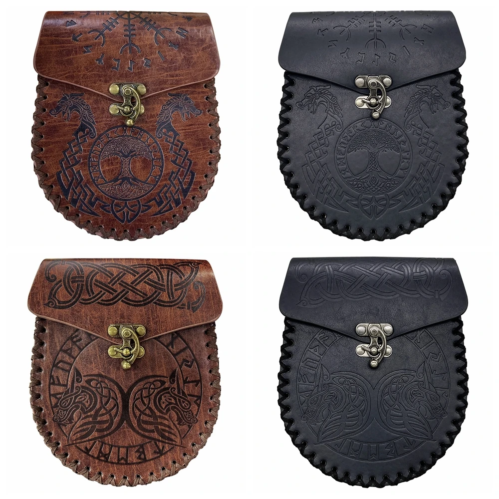 Top Trends: Medieval Vintage Money Pouch Bag Costume Accessory Men Women Viking Leather Drawstring Bag Coin Purse Shoppable Styles