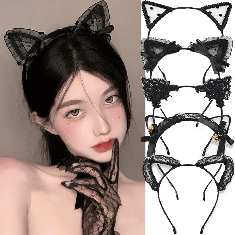 Top Trends: Women Sexy Black Cat Ears Head Bezel Fashion Lace Lady Hairband Cosplay Headwear Headband Girl Birthday Party Hair Accessories Shoppable Styles