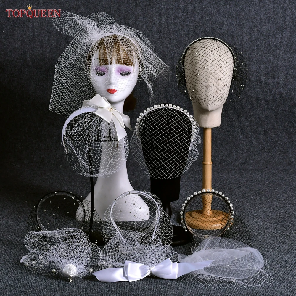 Top Trends: TOPQUEEN VA13 Wedding Birdcage Veil Bridal Blusher Veil White Headband Veil For Bridal Fascinators Black Face Net Mask Bachelore Shoppable Styles