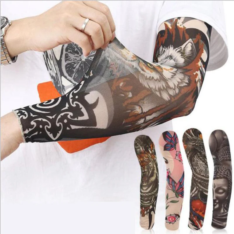 Top Trends: Fashion New Men Flower Arm Tattoo Sleeves Seamless Outdoor Riding Sunscreen Arm Sleeves Sun Uv Protection Arm Warmers For Women Shoppable Styles