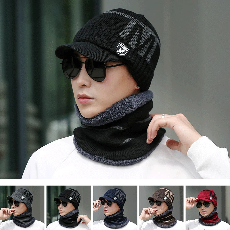 Top Trends: New Unisex Coral Fleece Winter Beanies Men's Cap Scarf Warm Breathable Wool Plus Velvet Thickening Men Fashion Knitted Hats Shoppable Styles