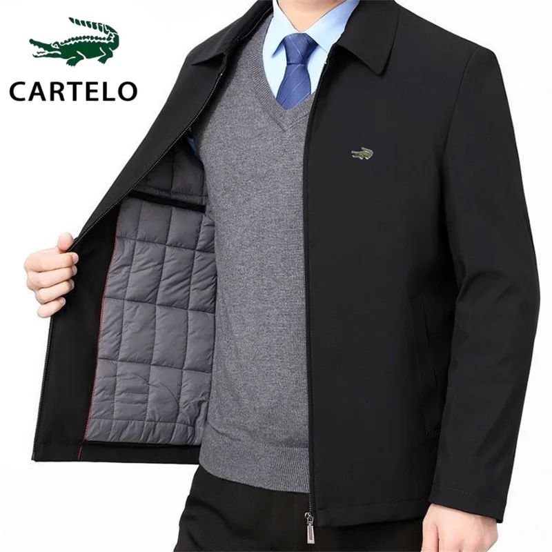 Top Trends: CARTELO Autumn / Winter Men&#039;s Coat Business Leisure Embroidered Jacket With Cotton Clip For Warm Flip Collar Top Shoppable Styles