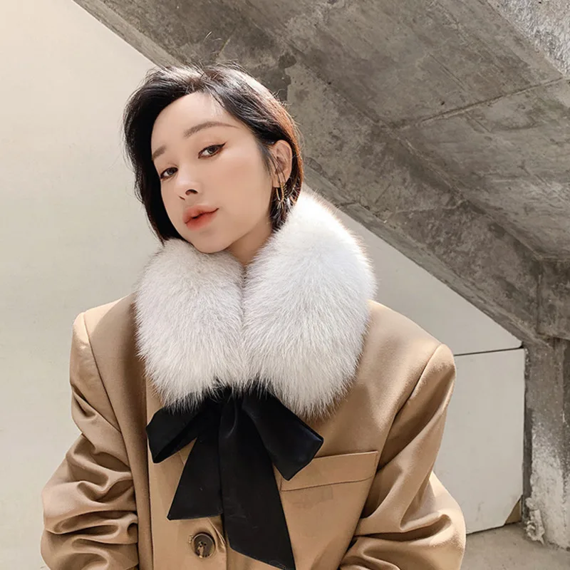 Top Trends: Women Fox Fur Collar Winter Fur Square Collar Designer Scarf Ring Coat Fashion Natural Real Fox Fur Scarf Women Short Scarf Shoppable Styles