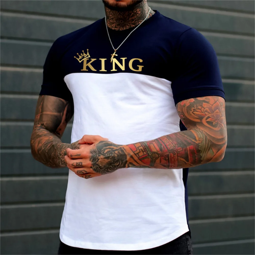 Top Trends: T-shirt For Men Letter King O-neck Men' Top Daily Casual Clothing Vintage Sportswear Loose Oversized Clothes Trend Short Sleeves Shoppable Styles