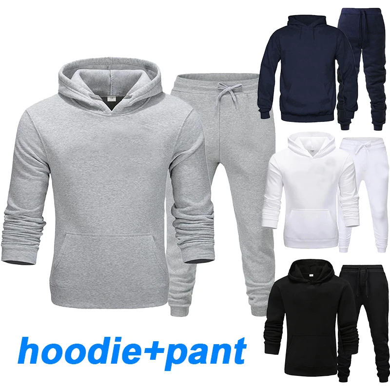 Top Trends: Men's Fashion Sports Set Solid Color Pullover Hoodie Sports Suit Hoodie Pants Two Piece Sports Suit Jogging Suit Sports Sweater Shoppable Styles