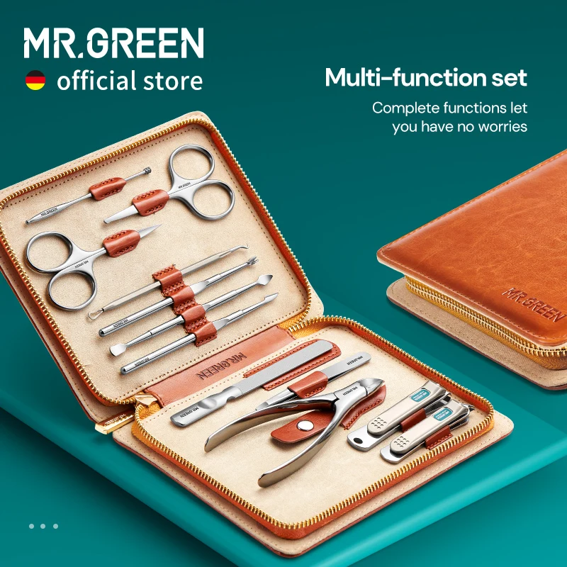 Top Trends: MR.GREEN Manicure Set 12 In 1 Full Function Kit Professional Stainless Steel Pedicure Sets With Leather Portable Case Idea Gift Shoppable Styles