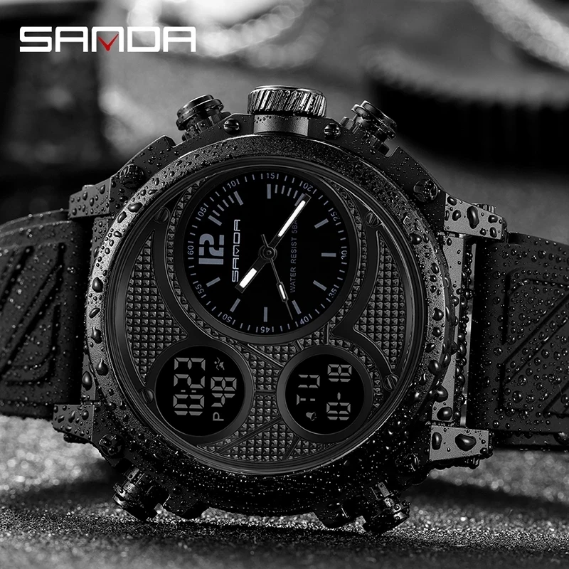 Top Trends: SANDA 2024 Fashion Outdoor Mens Watches Top Brand Military Sports Quartz Watch Bright Screen Display Wristwatch Waterproof Clock Shoppable Styles