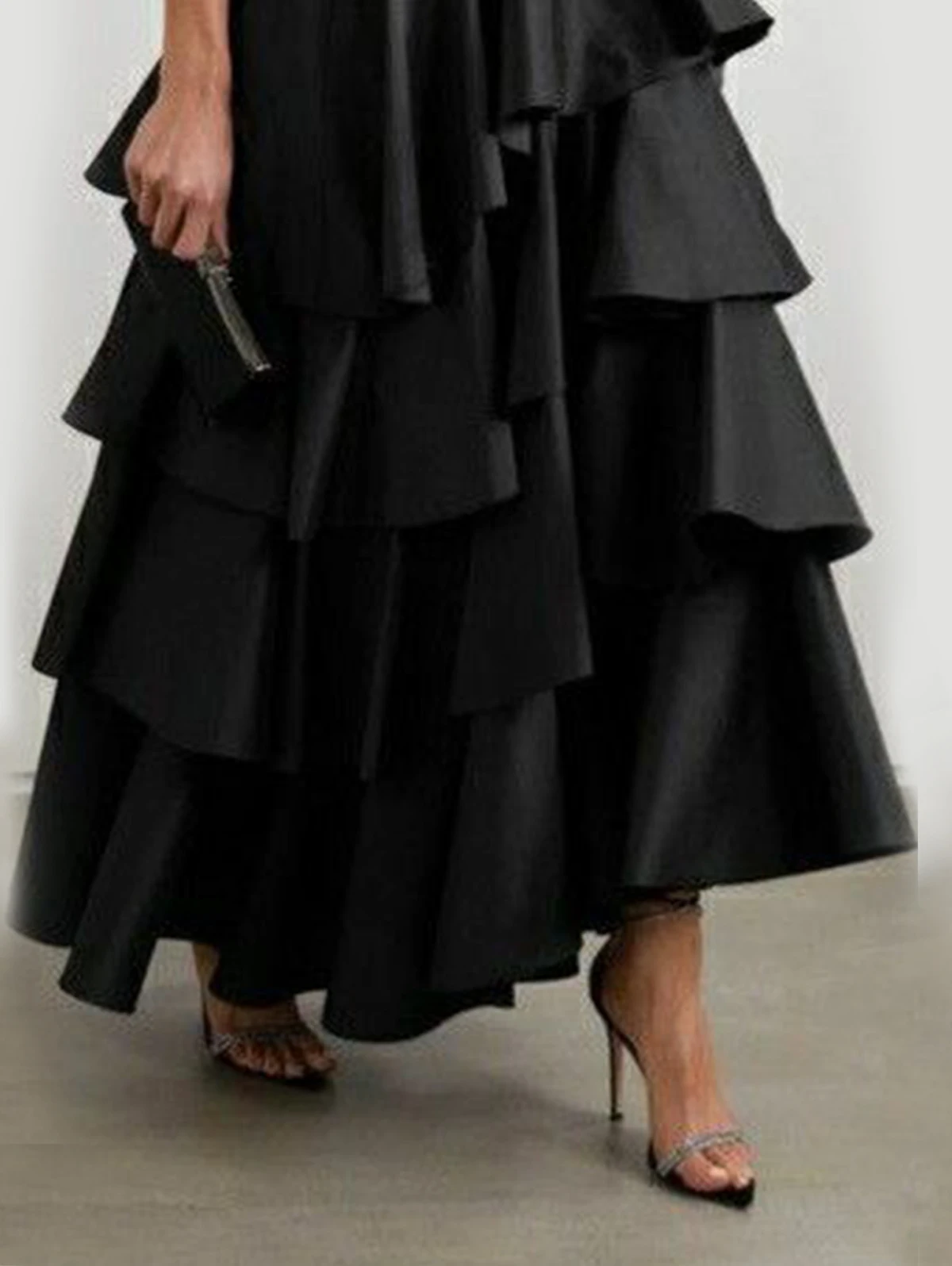 Top Trends: Women's High Waist Layered Ruffle Maxi Cake Skirt Elegant Party Wedding Guest Y2K Solid Vintage Black Solid A Line Skirts Shoppable Styles - Image 2