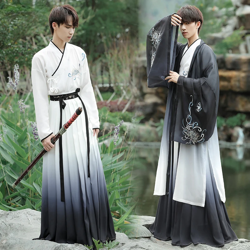 Top Trends: Chinese Hanfu Men Ancient Traditional Embroidery Hanfu Folk Dress Han Dynasty Oriental Clothing Halloween Cosplay Costumes Shoppable Styles