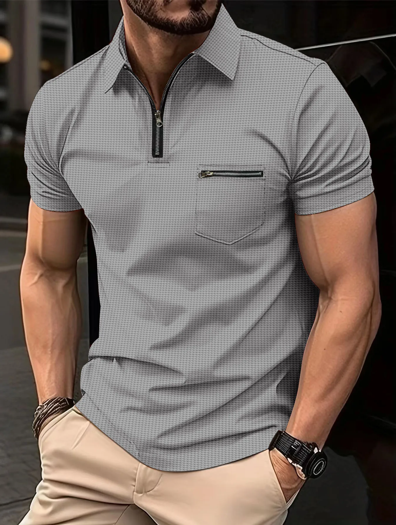 Top Trends: Men's Short-sleeved Polo Shirt Casual Zipper Style Shoppable Styles - Image 4