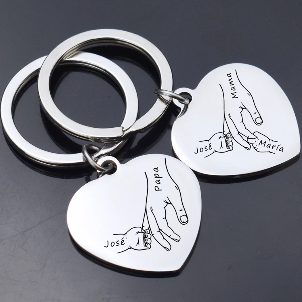 Top Trends: Personalized Father's Day Keychain Gifts Custom Papa Kid Name Heart Shape Key Chains Pendant Family Gift Shoppable Styles