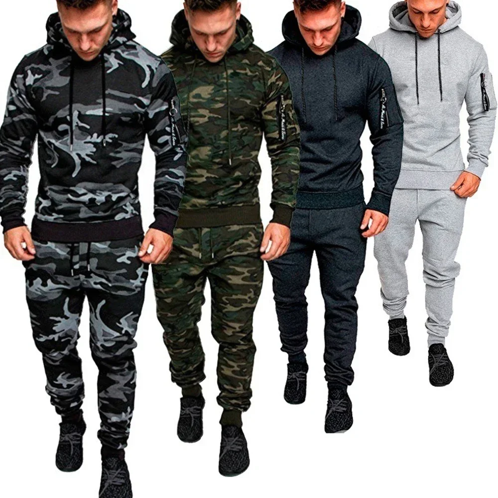 Top Trends: Men's Tracksuit Military Hoodie Sets Camouflage Hooded Leisure Suit Man Sweatshirt Pants Tactical Sweat Sports Suit Shoppable Styles