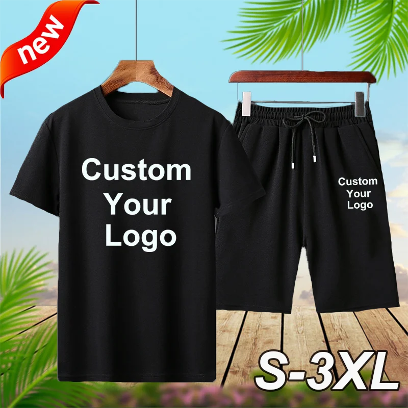 Top Trends: Men Fashion Custom Your Logo Soft Comfortable Breathable Summer Suit High Quality T Shirts + Shorts Suit Sports Jogging Set Shoppable Styles